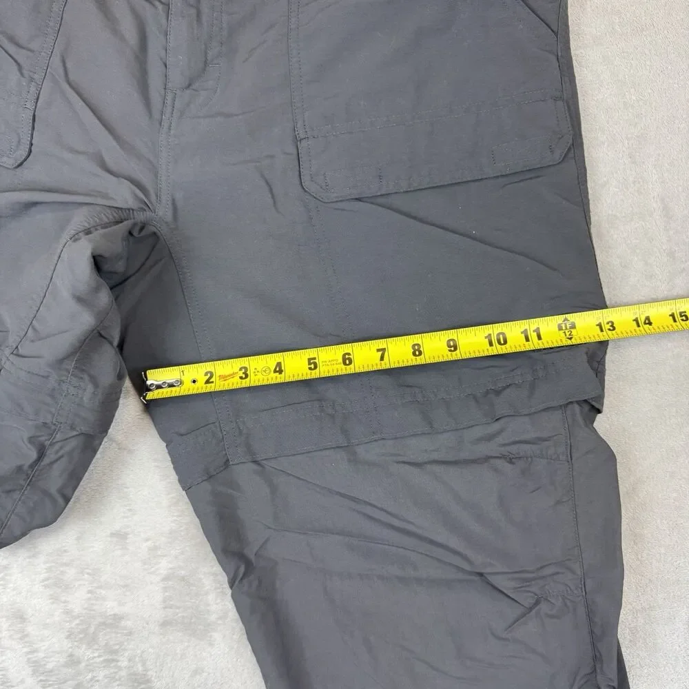 The North Face Mens XL Long Grey Convertible Zip Off Hiking Cargo Pants Nylon